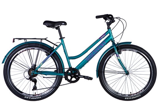 Купити Велосипед ST 26" Discovery PRESTIGE WOMAN Vbr рама-" з багажником задн St з крилом St 2024 (синьо-зелений) з доставкою по Україні