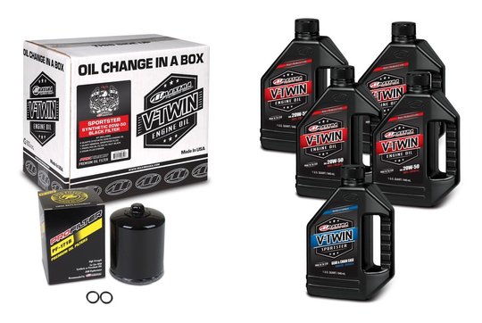 Комплект Maxima V-TWIN SPORTSTER Oil Change Kit - Synthetic (Black), 20w-50