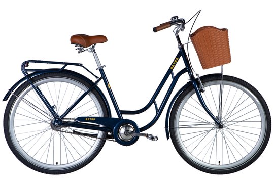 Купить Велосипед ST 28" Dorozhnik RETRO Velosteel рама-" з багажником задн St з кошиком Pl з крилом St 2024 (синій) с доставкой по Украине