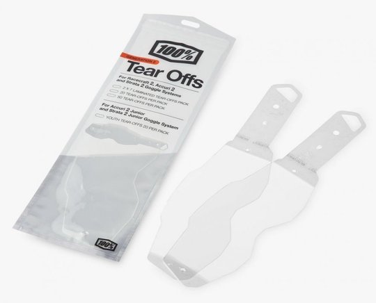 Уривки Ride 100% Tear-Offs (Gen 2) - 20 pack, No Size