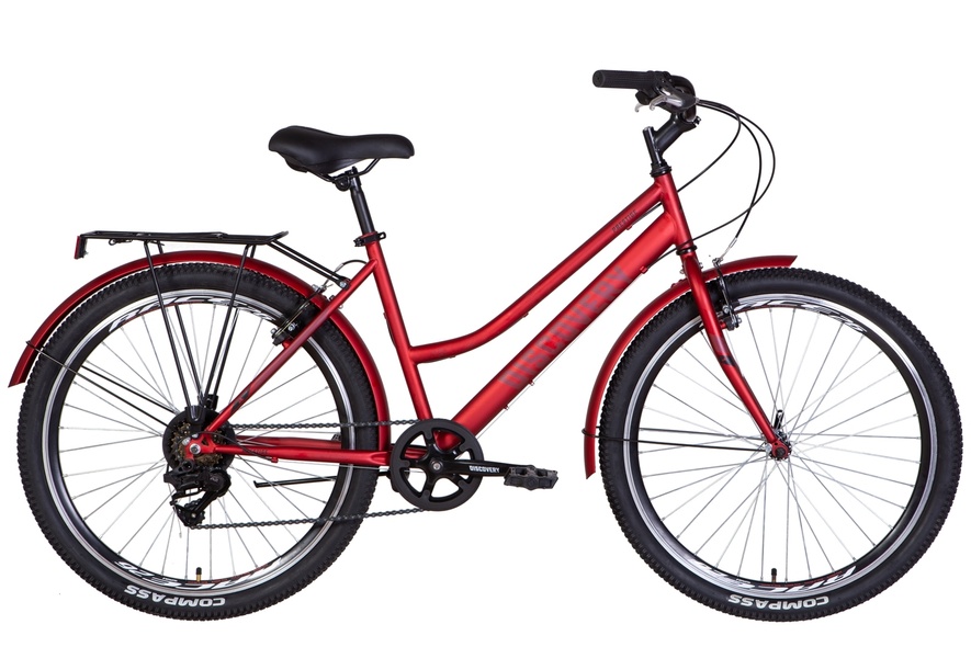 Купити Велосипед жіночий 26" Discovery Prestige Woman Vbr рама-17" червоний з багажником 2022 з доставкою по Україні