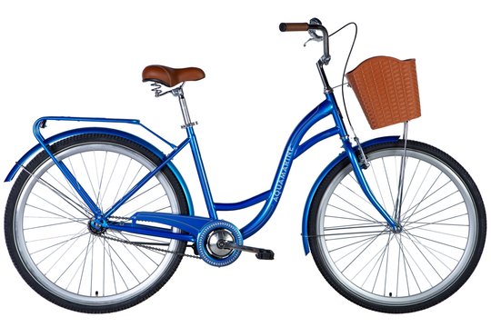 Купить Велосипед ST 28" Dorozhnik AQUAMARINE тормозная рама- " с багажником задн St с корзиной Pl с крылом St 2024 (синій) с доставкой по Украине