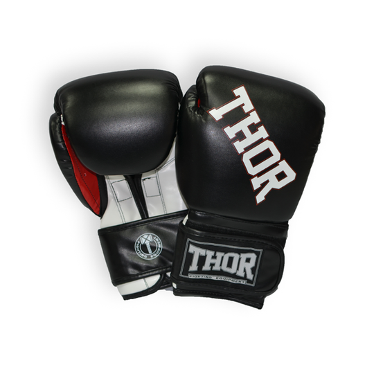 Перчатки боксерські THOR RING STAR 14oz / шкіра / чорно-біло-червоні