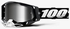 Мото очки 100% RACECRAFT 2 Goggle Black - Mirror Silver Lens, Mirror Lens, Black,White, Mirror Lens