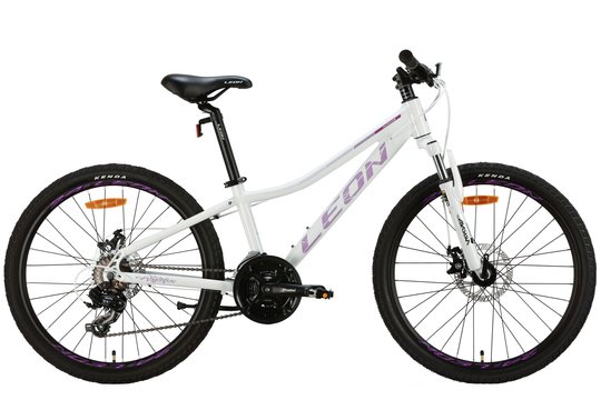 Купити Велосипед алюміній 24" Leon JUNIOR AM DD рама-12" білий з бузковим 2024 з доставкою по Україні