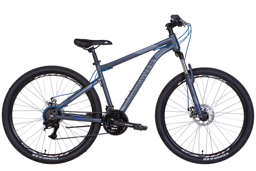 Купити Велосипед 27,5" Discovery TREK AM DD 2022 темно-сірий із синім м з доставкою по Україні