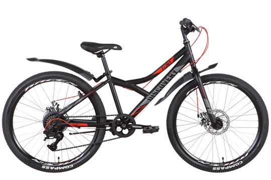 Купити Велосипед 24" Discovery FLINT DD 2022 чорно-сіро-червоний м з доставкою по Україні
