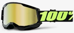 Мото очки 100% STRATA 2 Goggle Upsol - Mirror Gold Lens, Mirror Lens, Black,Yellow, Mirror Lens
