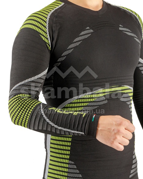 HealthPower термофутболка с длинным мужским рукавом (Black/Lime, XS/S), XS/S, Синтетика