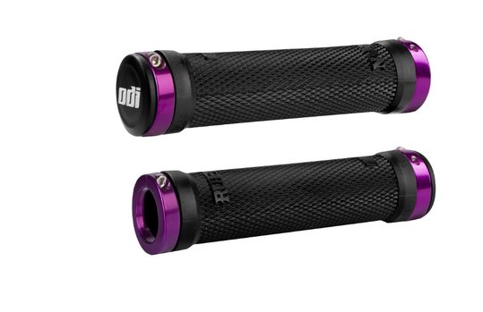 Купить Грипсы ODI Ruffian MTB Lock-On Bonus Pack Black w/Purple Clamps (черные с фиолетовыми замками) с доставкой по Украине