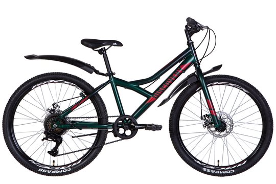 Купити Велосипед 24" Discovery FLINT DD 2022 темно-зелений з червоним м з доставкою по Україні