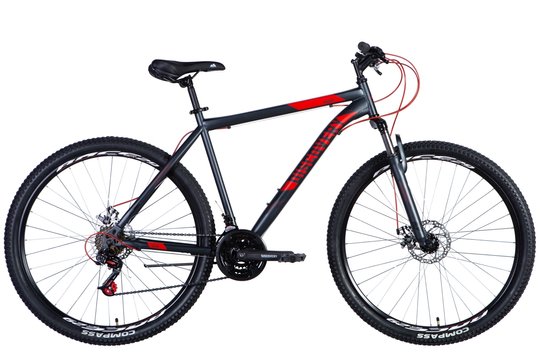 Купити Велосипед 29" Discovery RIDER 2024 (темно-сріблястий з червоним (м)) з доставкою по Україні