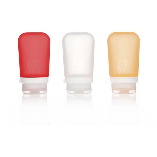 Набор силиконовых бутылочек Humangear GoToob + 3 Pack Medium Clear Red Orange (білий, червоний, оранжевий)