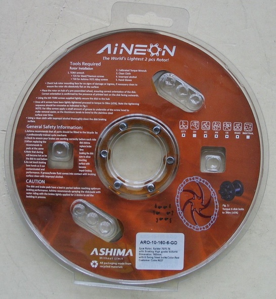 Купить Ротор гальмівний Ashima AiNeon 160mm (Gold) (ARO-10-160-6-GD) с доставкой по Украине