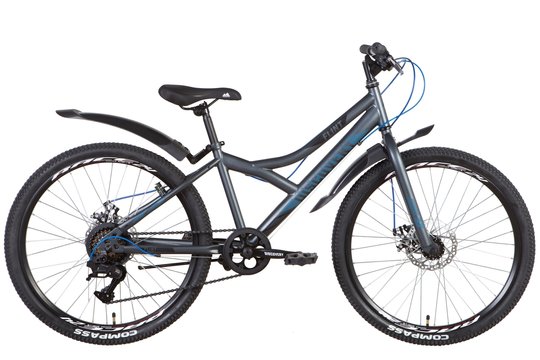 Купити Велосипед 24" Discovery FLINT DD 2022 сіро-синій м з доставкою по Україні