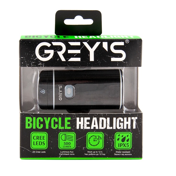 Купити Ліхтарик на велосипед Grey's IPX5, microUSB з доставкою по Україні