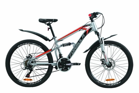Купити Велосипед підлітковий 24" Formula Blaze 2AM DD 2021, сіро-червоний з доставкою по Україні