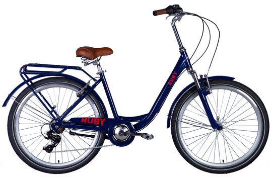Купити Велосипед AL 26" Dorozhnik RUBY AM Vbr рама-" з багажником задн St з крилом St 2024 (темно-синій) з доставкою по Україні