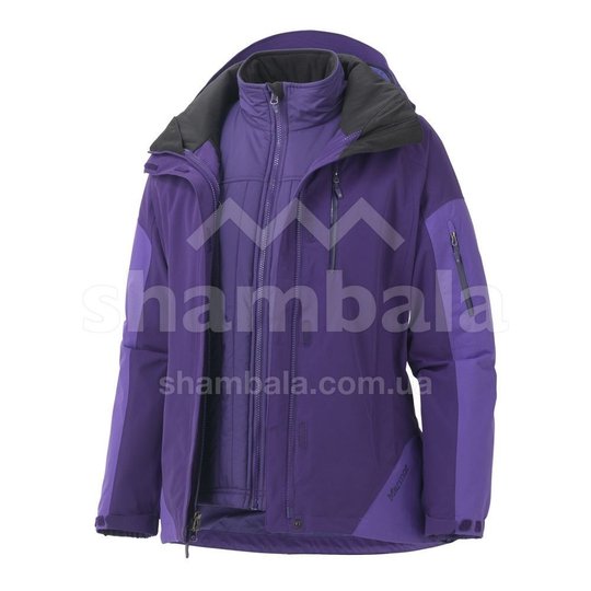 Женская куртка 3 в 1 с мембраной Marmot Tamarack Component Jacket, XS - Dark Violet/Ultra Violet (MRT 45520.6374-XS), XS, Жінкам, Algor N-410 DWR Підкладка: Sino N-170 WR Мембрана: Marmot MemBrain® Посилення: Valiant N-310 MemBrain® 2L