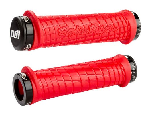 Купити Грипсы ODI Troy Lee Designs Signature MTB Lock-On Bonus Pack Red w/ Black Clamps (красные с черными замками) з доставкою по Україні
