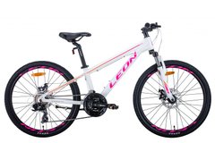 Купити Велосипед 24" Leon JUNIOR AM DD 2021 (бело-малиновый с оранжевым) з доставкою по Україні