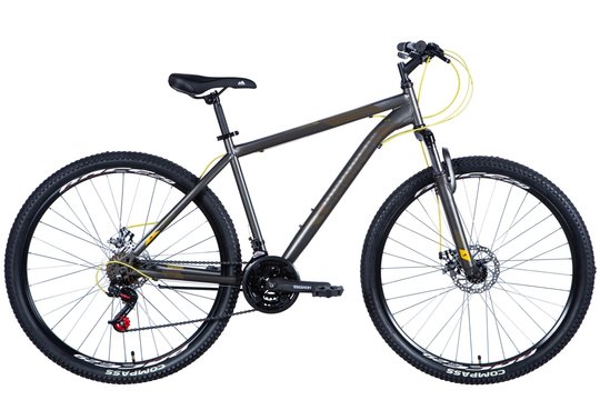 Купити Велосипед 29" Discovery RIDER 2024 (темно-сріблястий з жовтим (м)) з доставкою по Україні