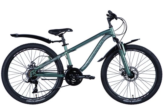 Купити Велосипед 24" Discovery FLINT AM DD 2024 (зелено-сріблястий (м)) з доставкою по Україні