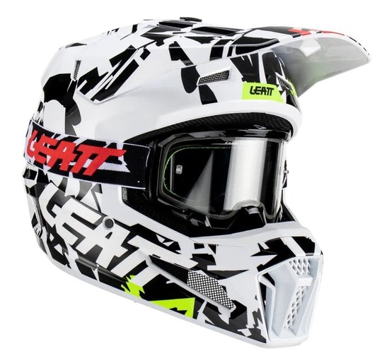 Шолом LEATT Helmet Moto 3.5 + Goggle (Zebra), L, L