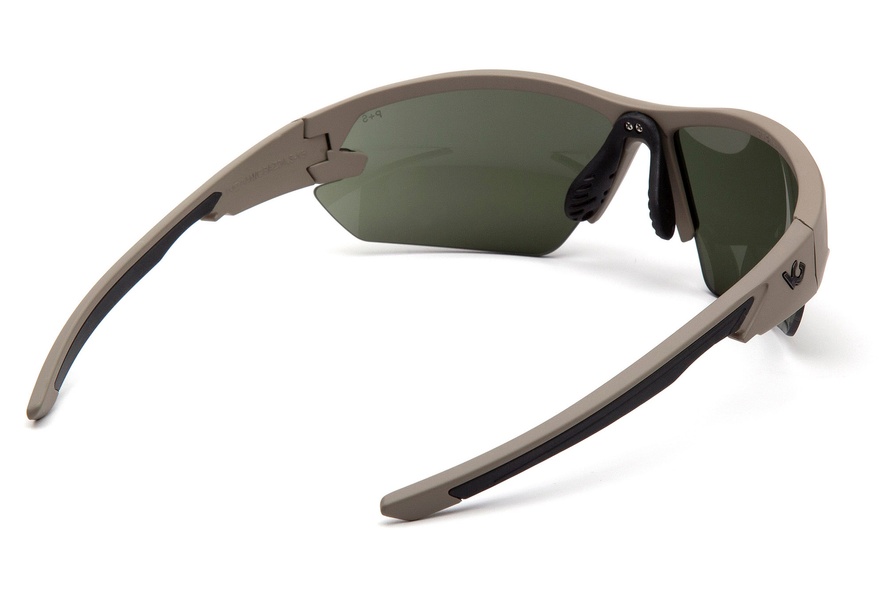 Окуляри захисні відкриті Venture Gear Tactical Semtex 2.0 Tan (forest grey) Anti-Fog, чорно-зелені в пісочній оправі