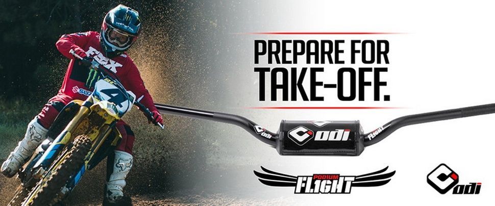 Мото руль ODI MX Handlebars, Podium FLIGHT, Hon/Kaw Red