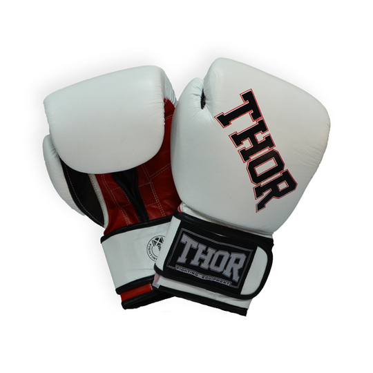 Перчатки боксерські THOR RING STAR 12oz / шкіра / біло-червоно-чорні