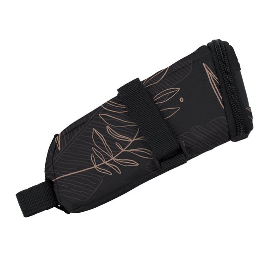 Купити Сумка підсідельна KLS Tilt T-strap L чорний, дизайн-квіти з доставкою по Україні