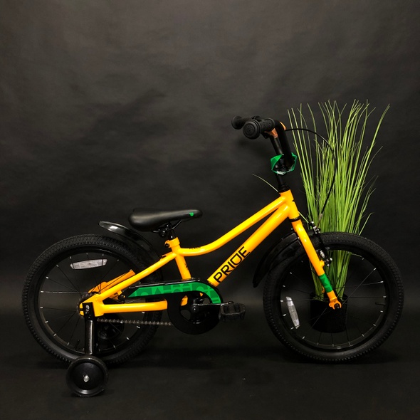 Купити Велосипед дитячий 18" Pride Flash 2022, жовтий з доставкою по Україні