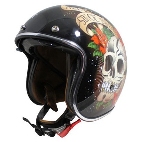 Шолом MT Jet Le Mans 2 SV Skull and Roses Black/Grey/Red XS