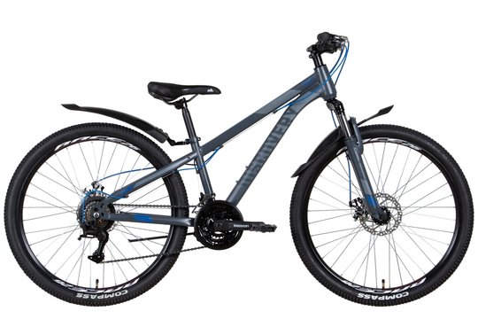 Купити Велосипед 26" Discovery TREK AM DD 2022 темно-сірий із синім м з доставкою по Україні