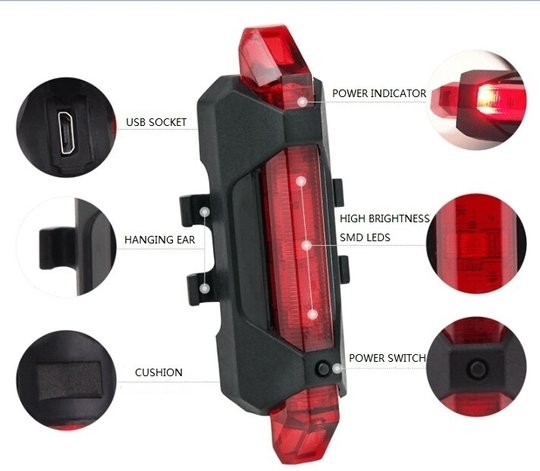 Купити Ліхтар габаритний задній BC-TL5411 5 світлодіодів USB (червоний) з доставкою по Україні