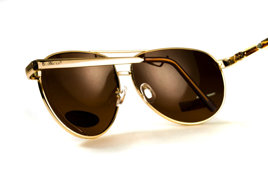 Очки поляризационные BluWater AirForce Gold Polarized (brown), коричневые в золотистой оправе