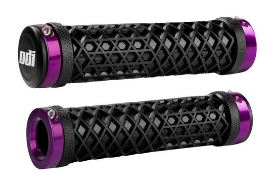 Купити Грипси ODI Vans® Lock-On Grips, Black w/ Purple Clamps (чорні з фіолетовими замками) з доставкою по Україні