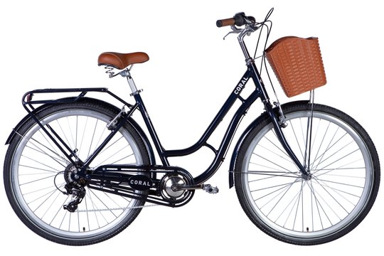 Купити Велосипед AL 28" Dorozhnik CORAL FRW Vbr рама-" з багажником задн St з кошиком Pl з крилом St 2024 (темно-синій) з доставкою по Україні