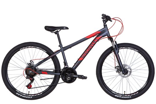 Купити Велосипед 26" Discovery RIDER AM DD 2022 темно-сріблястий з червоним м з доставкою по Україні