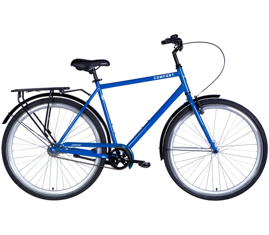 Купить Велосипед сталь 28 Dorozhnik COMFORT MALE Velosteel frame-22 синий с багажником задн St с крылом St 2024 с доставкой по Украине