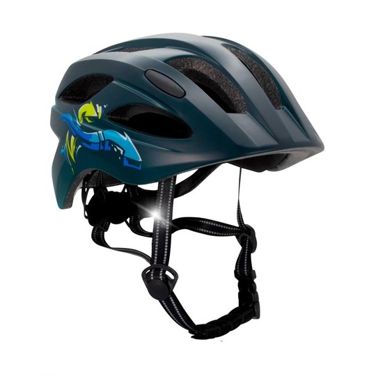 Шлем велосипедный черный с синим граффити Crazy Safety, подростковый