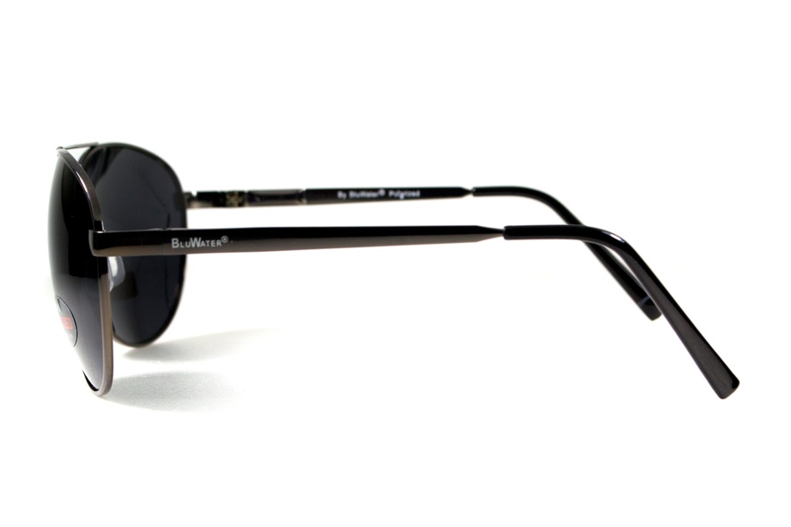 Очки поляризационные BluWater AirForce GunMetal Polarized (gray), чёрные линзы в серой металлической оправе