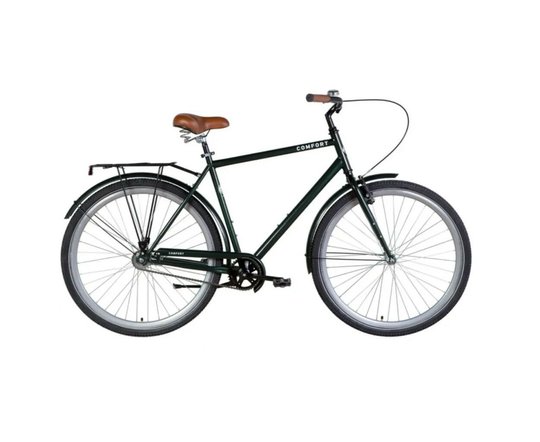Купити Велосипед сталь 28 Dorozhnik COMFORT MALE Velosteel frame-22 зелений з багажником задн St з крилом St 2024 з доставкою по Україні