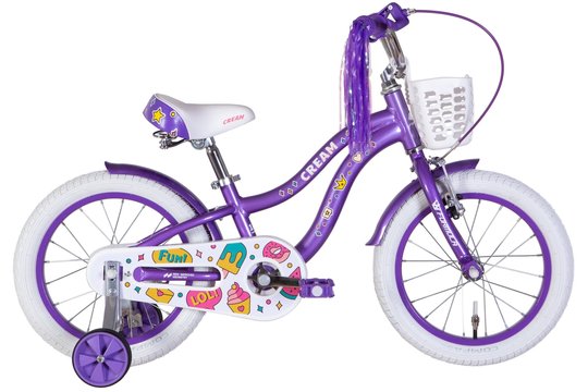 Купити Велосипед дитячий 16" Formula CREAM AL 2022, фіолетовий з крилом та кошиком з доставкою по Україні