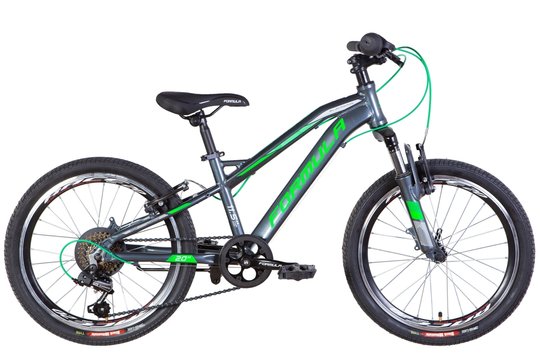 Купити Велосипед AL 20" Formula BLACKWOOD AM Vbr рама- 2022 темно-сріблястий з зеленим з доставкою по Україні
