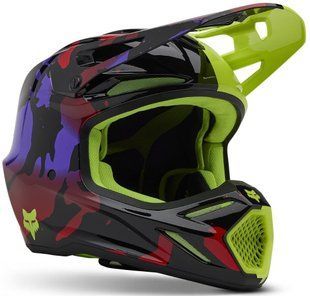 Шолом FOX V3 HELMET - THROTTLE (Flo Yellow), XS