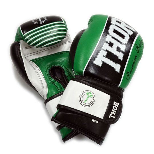 Перчатки боксерські THOR THUNDER 10oz / шкіра / зелені
