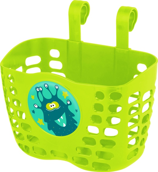Купити Кошик дитячий пластиковий на кермо KLS Buddy Монстрик, яскраво-зелений з доставкою по Україні