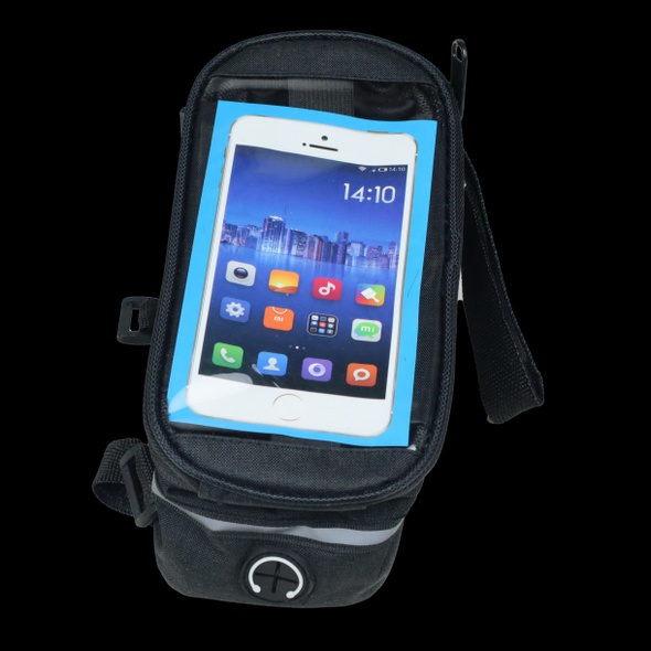 Велосипедная сумка с карманом для телефона черная
